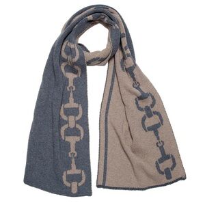 Equestrian Coastal Preppy Horsebit Scarf IN2GREEN Eco Knit USA Blue Neutral Soft